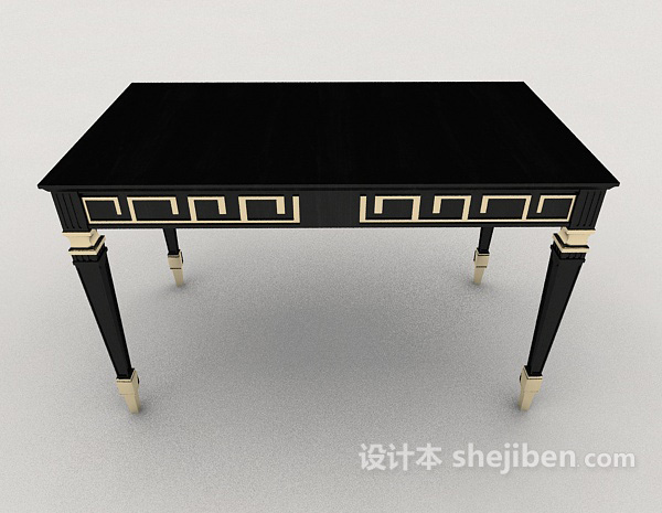 欧式风格黑色欧式餐桌3d模型下载