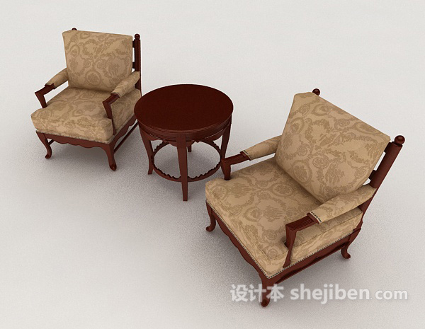 欧式高档简单沙发3d模型下载