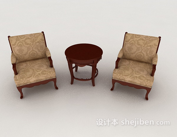 欧式风格欧式高档简单沙发3d模型下载