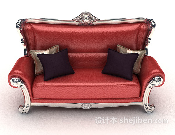 现代风格红色高档沙发3d模型下载