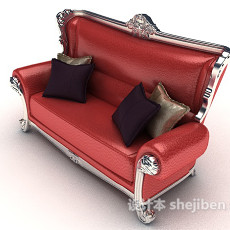 红色高档沙发3d模型下载