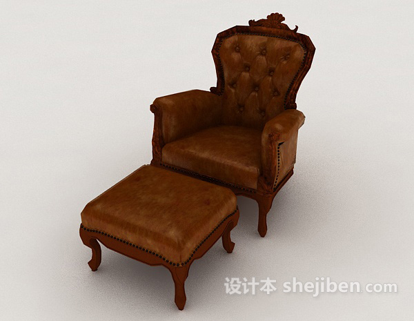 免费欧式棕色高档单人沙发3d模型下载