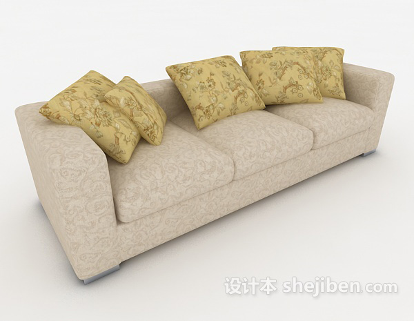 免费常见居家三人沙发3d模型下载