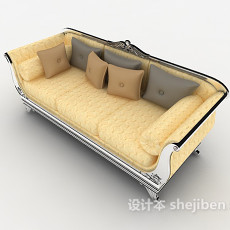 金色欧式家居沙发3d模型下载