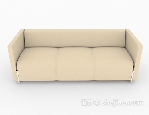 现代风格黄色浅系列多人沙发3d模型下载