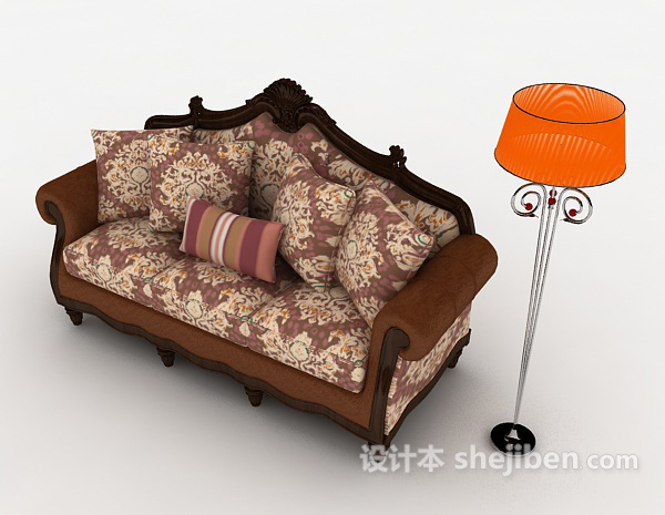 免费精致欧式居家沙发3d模型下载