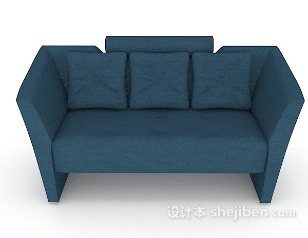 现代风格居家蓝色多人沙发3d模型下载