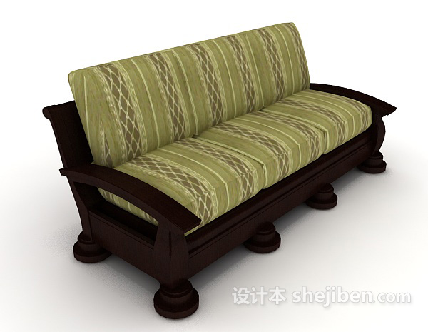 欧式简单传统多人沙发3d模型下载