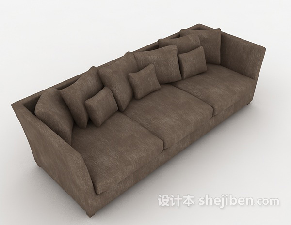 简单居家灰色多人沙发3d模型下载