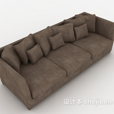简单居家灰色多人沙发3d模型下载