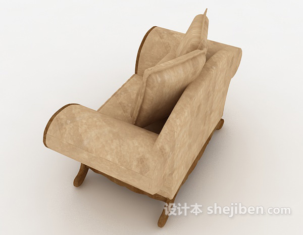 设计本欧式复古单人沙发3d模型下载