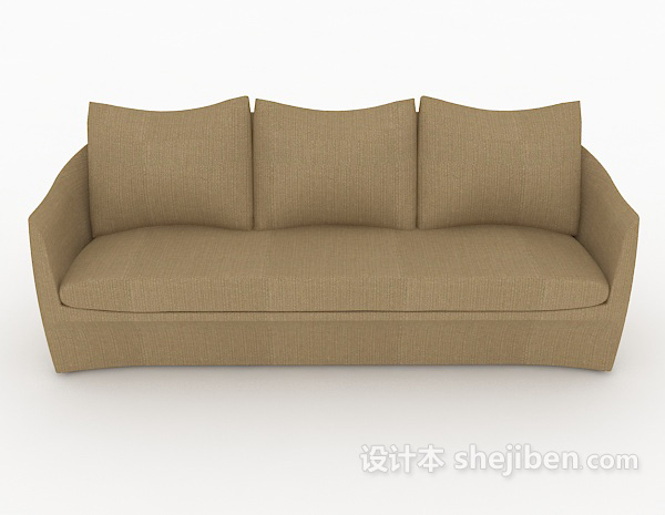 现代风格简单棕色家居多人沙发3d模型下载