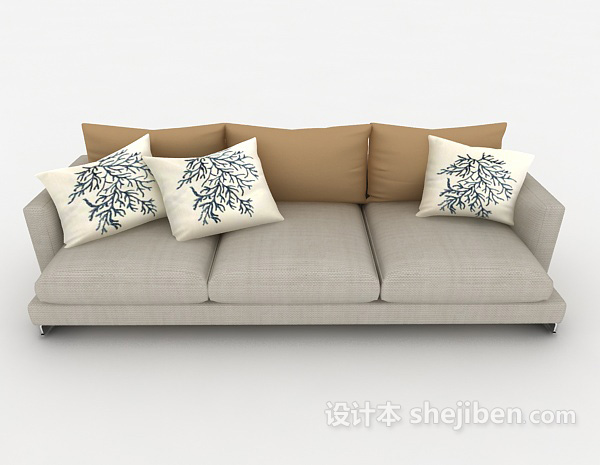 现代风格现代简约清新多人沙发3d模型下载