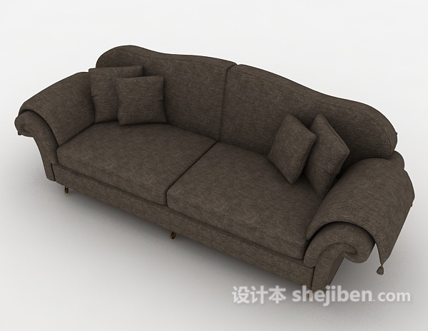 免费居家棕色双人沙发3d模型下载