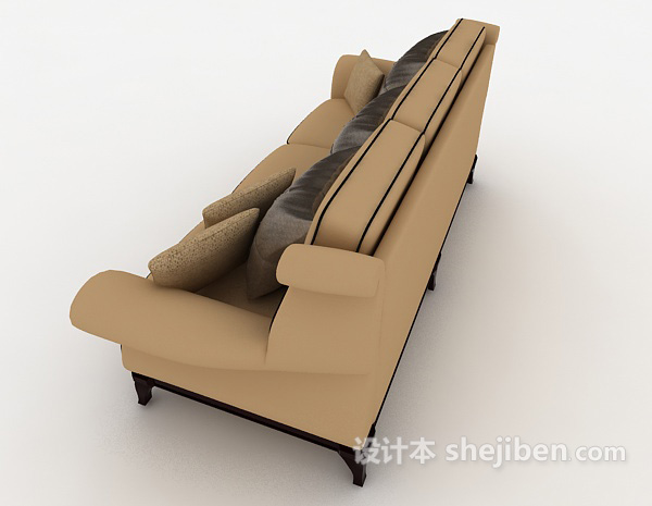 设计本新古代皮质多人沙发3d模型下载