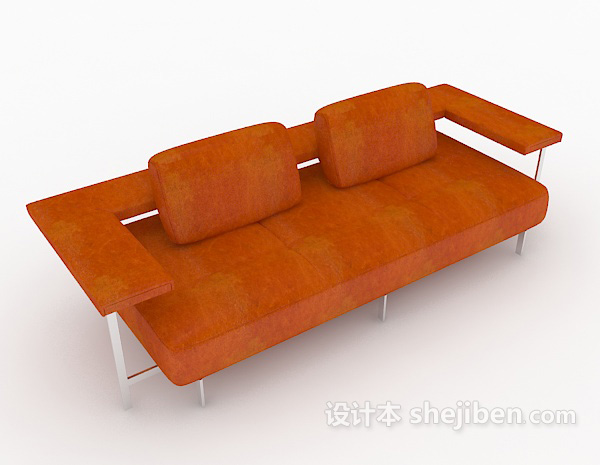 橙色现代家居沙发3d模型下载