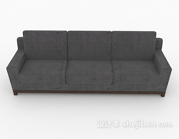 中式风格中式深色多人沙发3d模型下载