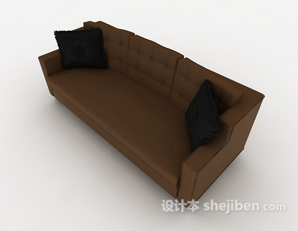 皮质棕色多人沙发3d模型下载