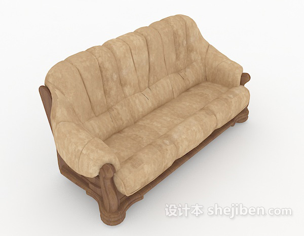 欧式古朴多人沙发3d模型下载