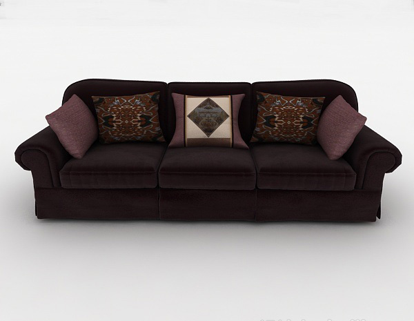 现代风格现代棕色家居沙发3d模型下载