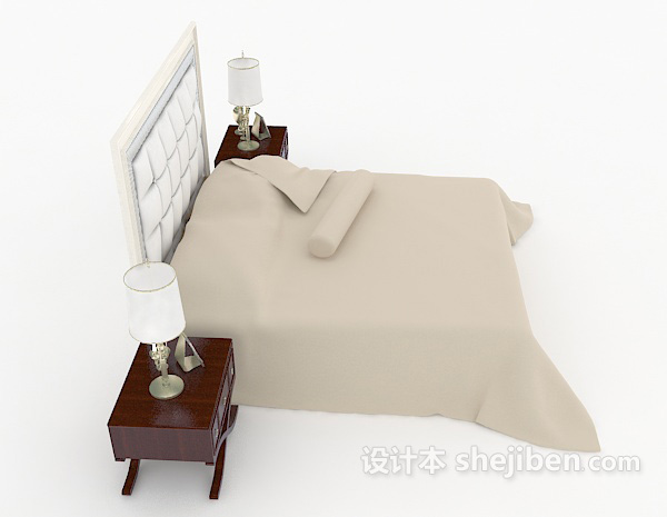 设计本新古典风情双人床3d模型下载