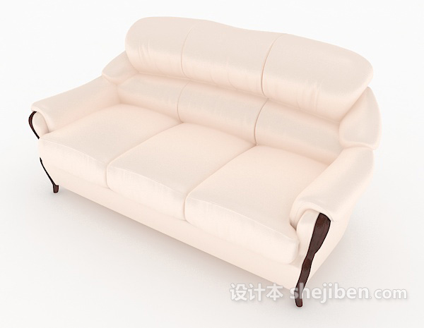 免费现代风格白色多人沙发3d模型下载