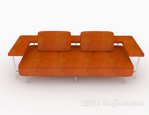 现代风格橙色现代家居沙发3d模型下载