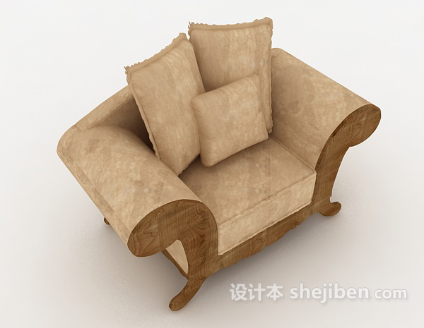 欧式复古单人沙发3d模型下载