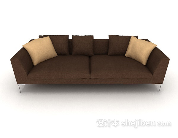 现代风格家居棕色多人沙发3d模型下载