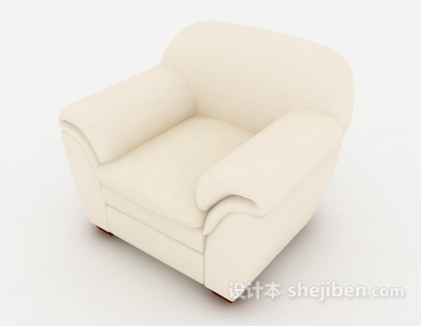 免费白色舒服单人沙发3d模型下载