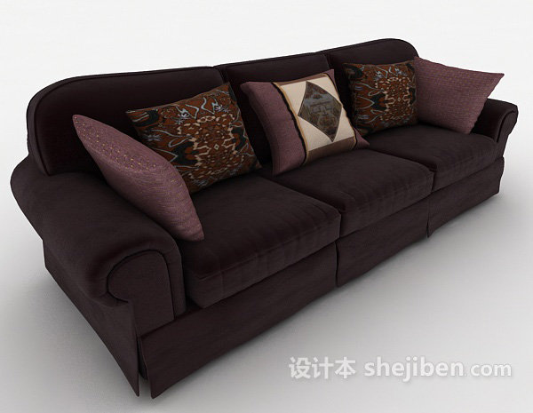 免费现代棕色家居沙发3d模型下载