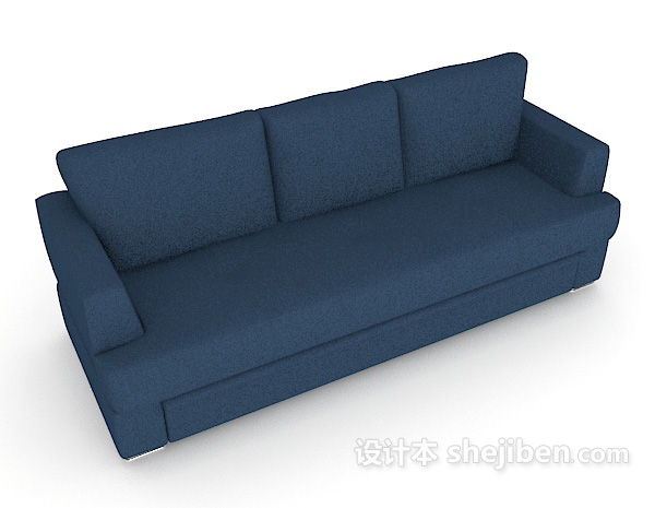 蓝色现代多人沙发
