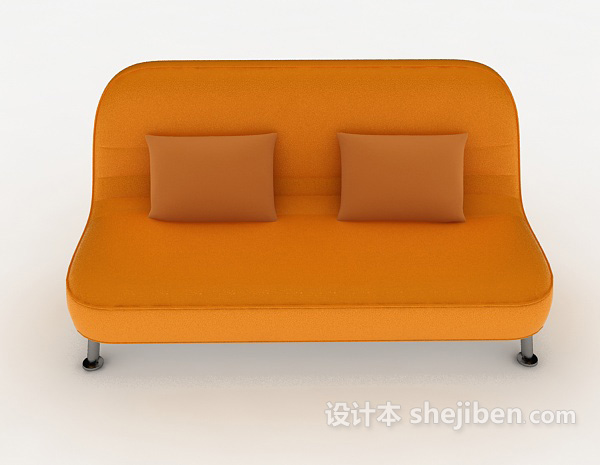 免费橘色现代双人沙发3d模型下载