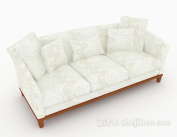 新中式三人沙发3d模型下载