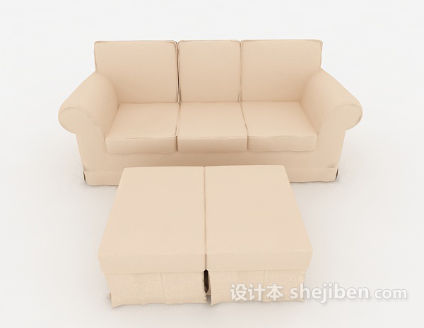 现代风格浅色系组合沙发3d模型下载