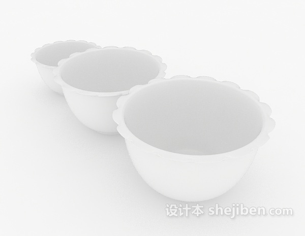 免费白色陶瓷盆3d模型下载