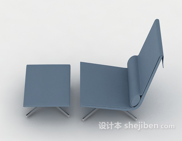 设计本蓝色简单休闲椅3d模型下载