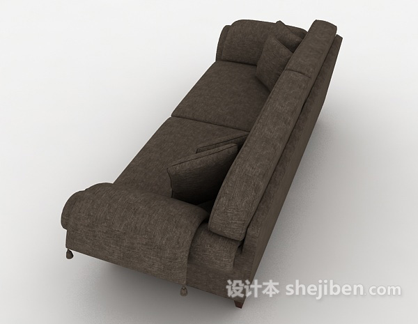 设计本居家棕色双人沙发3d模型下载