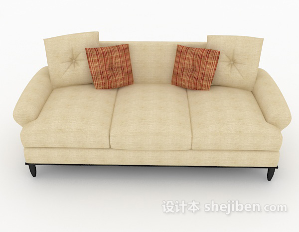 现代风格家居棕色三人沙发3d模型下载