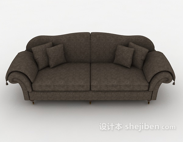 现代风格居家棕色双人沙发3d模型下载