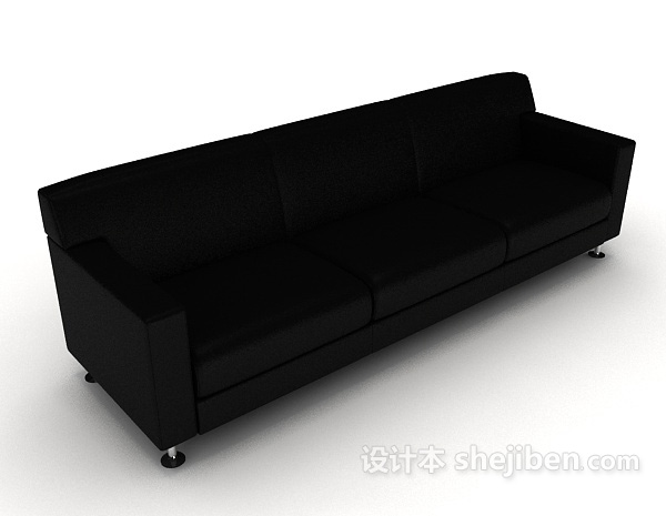 黑色家居皮质沙发3d模型下载