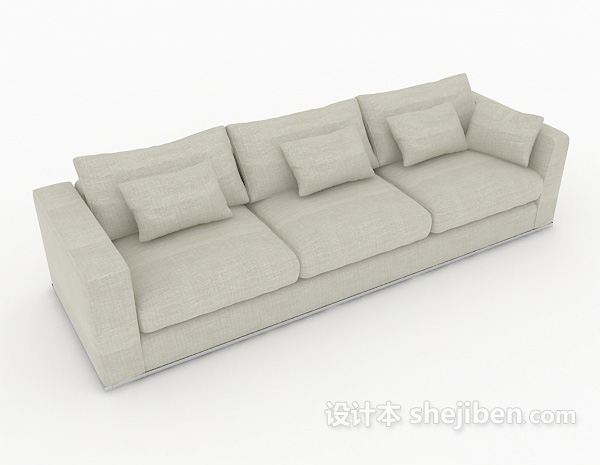 免费灰色简单多人沙发3d模型下载