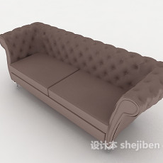棕色家居皮质双人沙发3d模型下载