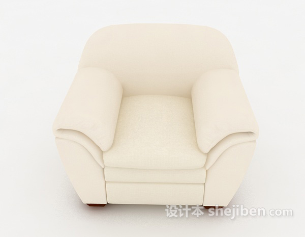 现代风格白色舒服单人沙发3d模型下载