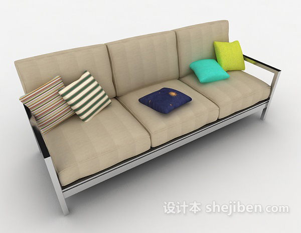 免费简洁大方现代多人沙发3d模型下载