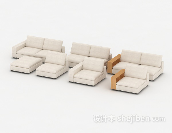 免费白色家居沙发集合3d模型下载