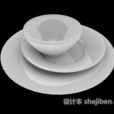 白色碗碟3d模型下载