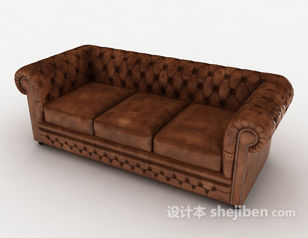 免费皮质高档沙发3d模型下载