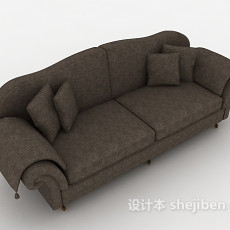 居家棕色双人沙发3d模型下载