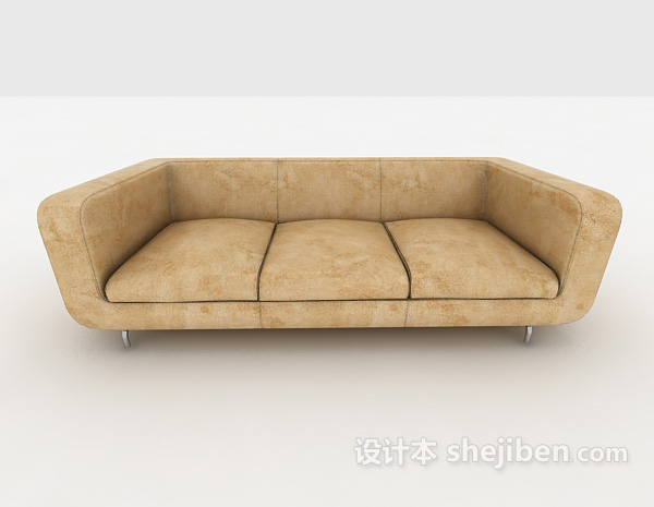 现代风格简约黄色三人沙发3d模型下载